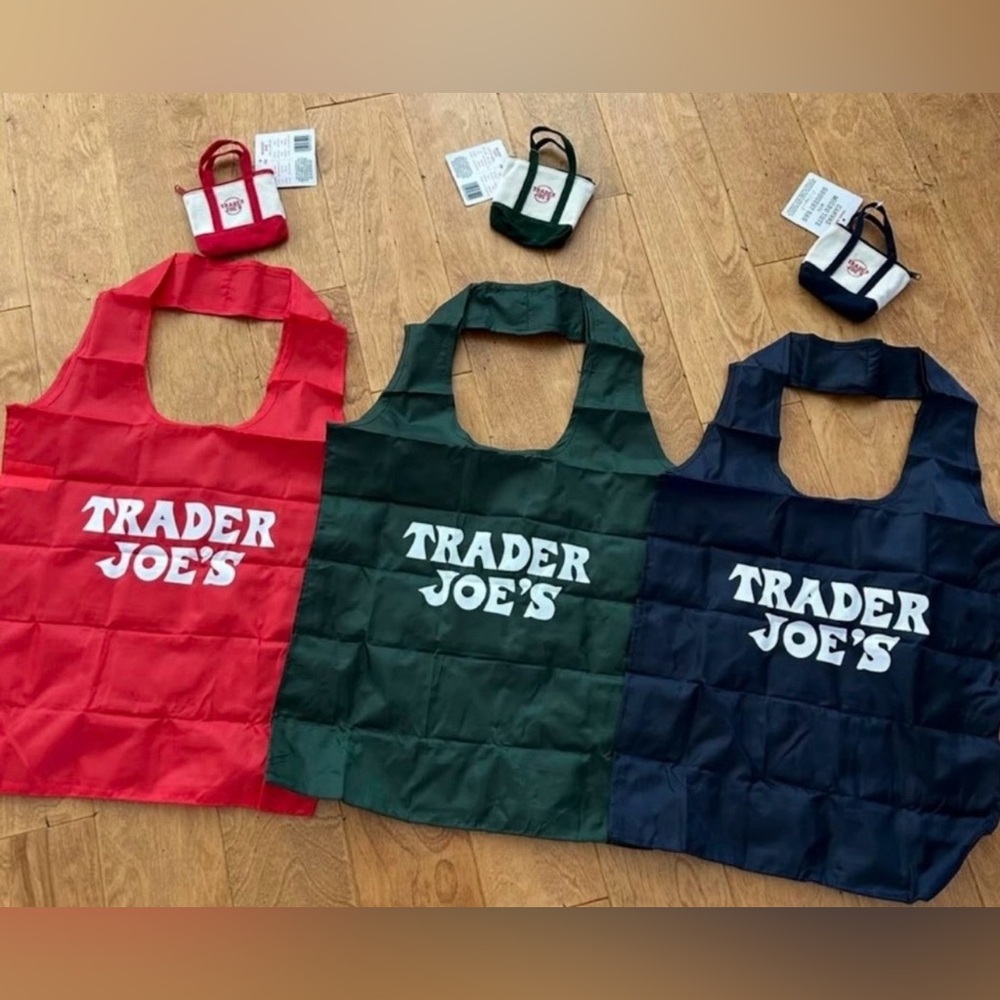 Trader Joe's Reusable Shopping Bags - Red, Green, and Blue